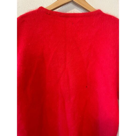 VTG Rafaella Red Angora Lambs Wool Blend Fuzzy Crew Neck Long Sleeve Sweater Med - Picture 6 of 15